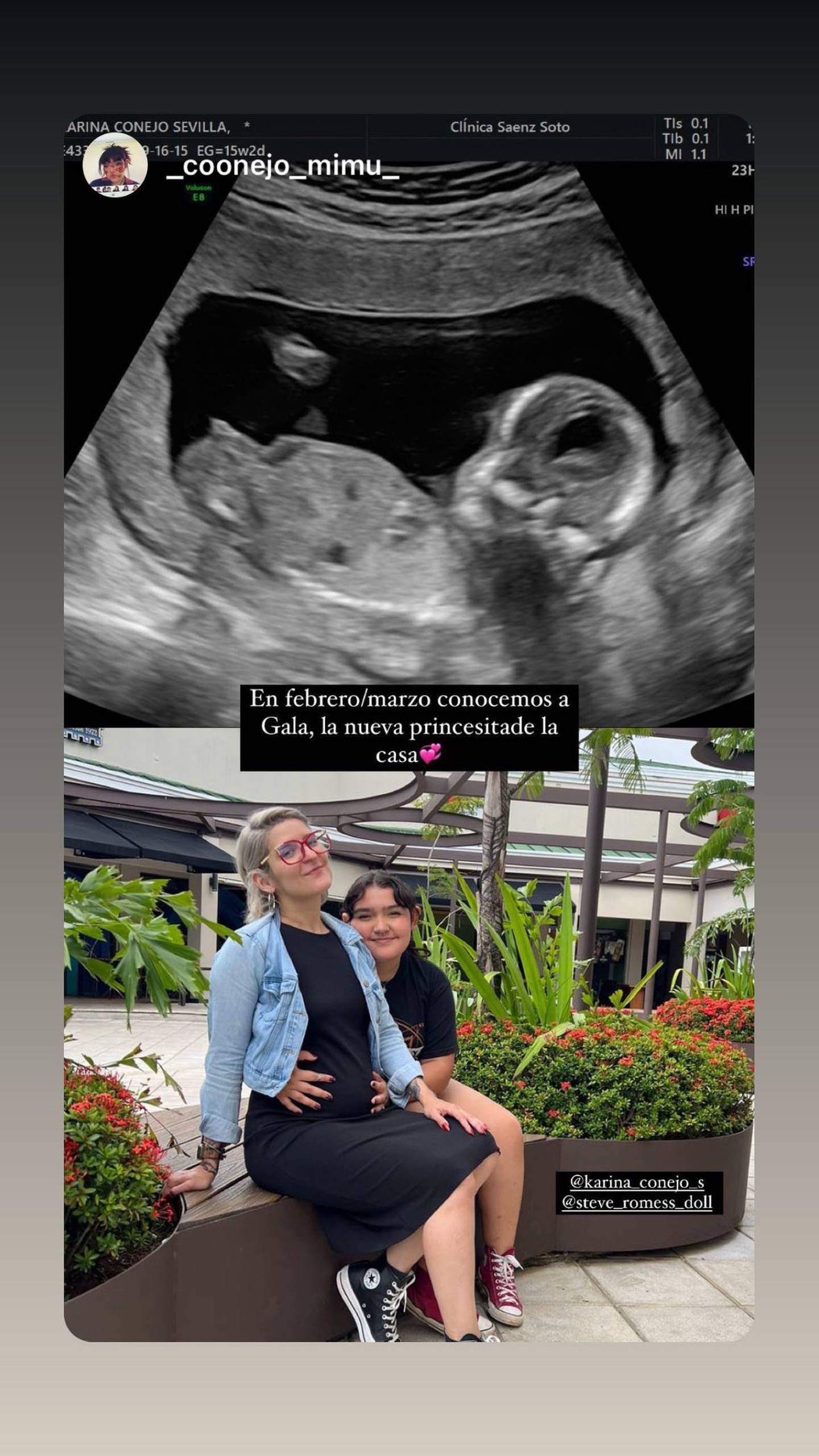 La hija mayor de la actriz Karina Conejo es la más feliz con la pronta llegada de Gala. Instagram