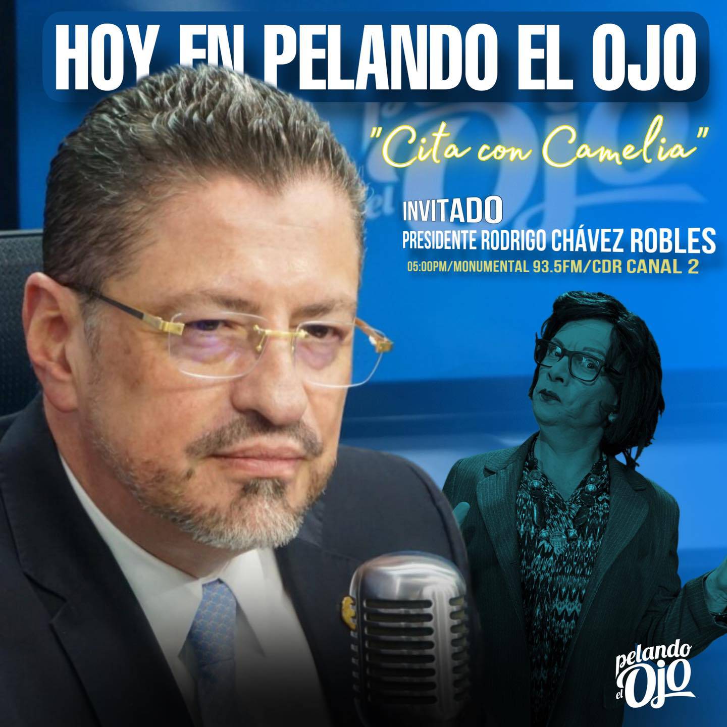 El programa radial Pelando el Ojo anuncia como invitado especial al presidente Rodrigo Chaves para el 1 de febrero del 2024