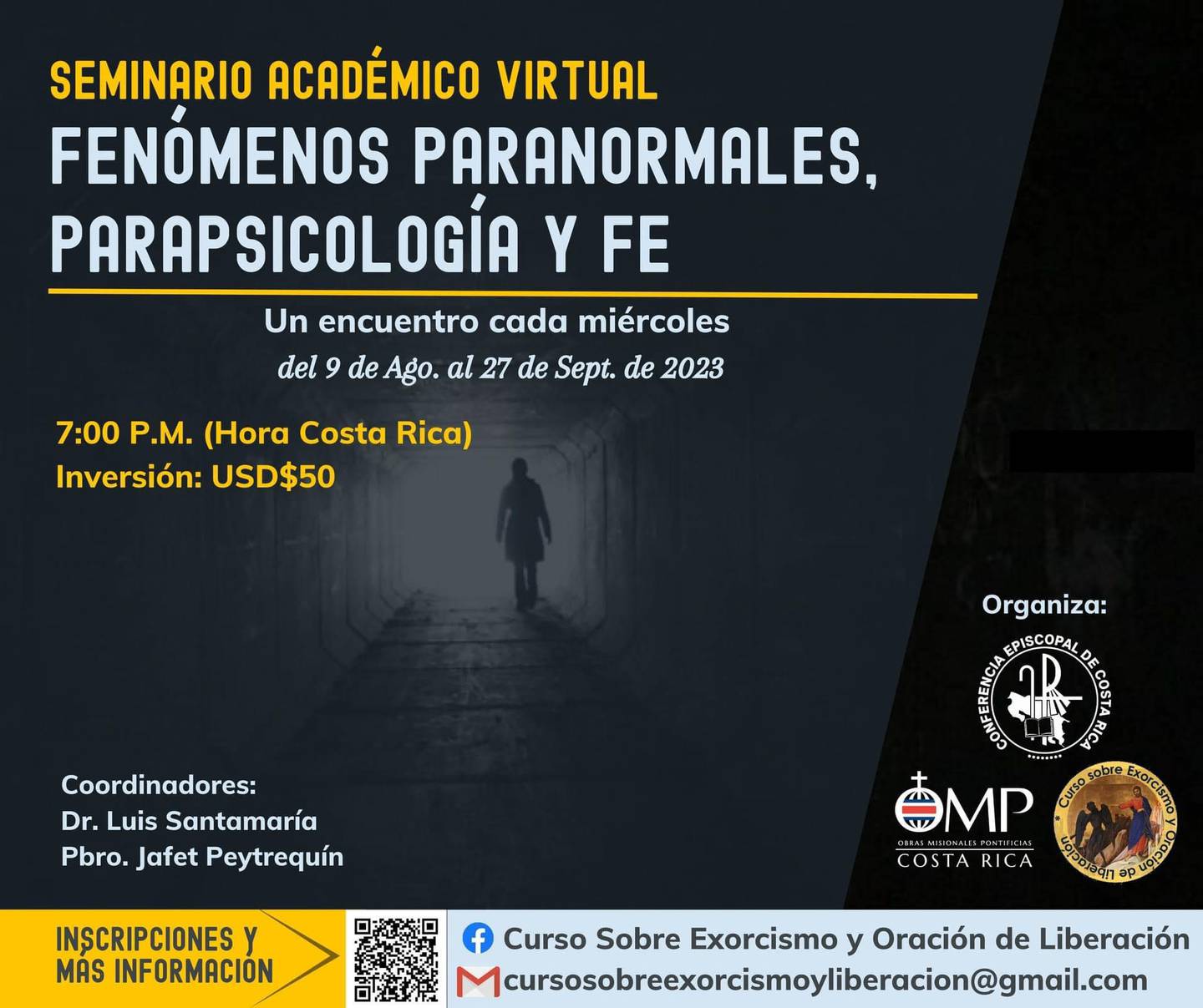 La conferencia episcopal organiza un seminario de fenómenos paranormales, parasicología y fe, que se dará virtualmente entre agosto y setiembre del 2023