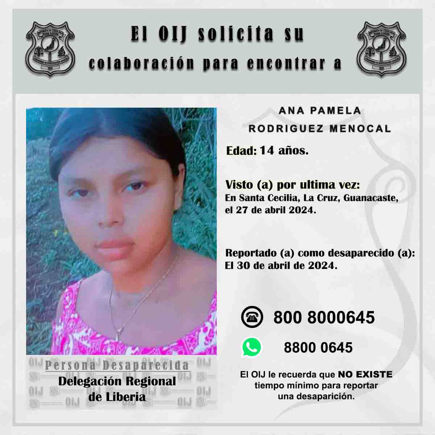 Ana Pamela desapareció el pasado 27 de abril.