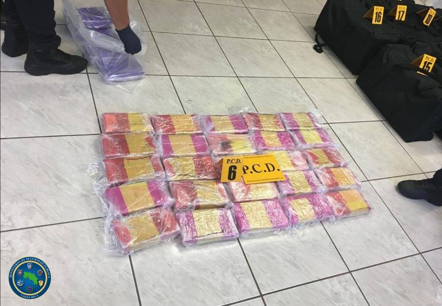Decomisan 513 kilos de cocaína ocultos en contenedor en APM Terminals, Limón. Foto MSP.