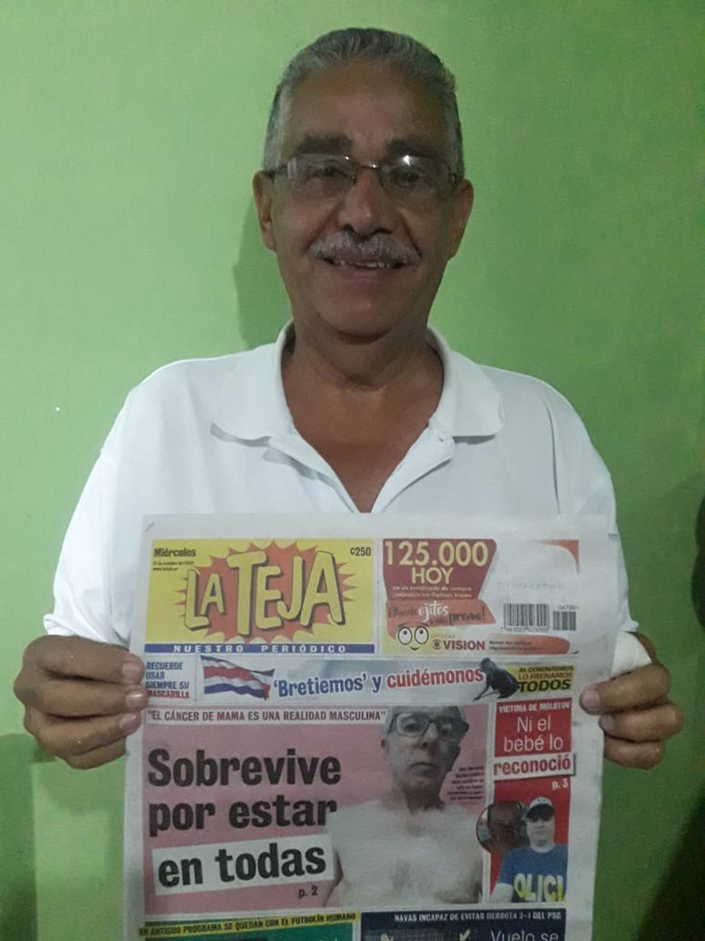 Don Édgar Araya Villalobos se ganó el certificado por 125 mil colones canjeables en Ópticas Visión que regalamos el pasado miércoles 21 de octubre con nuestro código de la suerte.