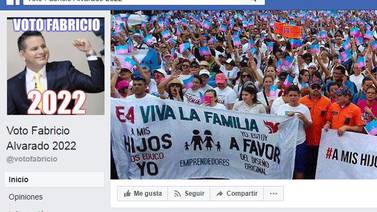 Grupo llamado "Voto Fabricio Alvarado 2022" organiza marcha por la familia en respuesta a la de la diversidad