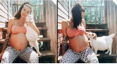 Mujer embarazada rescata a gatita y las dos dan a luz el mismo día