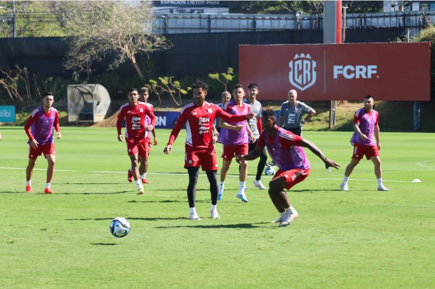 La Selección de Costa Rica tuvo su primer entrenamiento este lunes para enfrentar a El Salvador. Foto: Prensa Fedefútbol