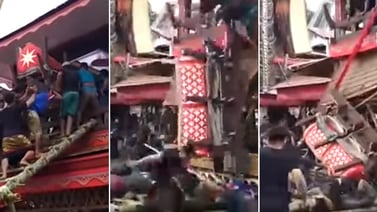 (Video) Hombre muere aplastado por el ataúd de su madre en medio funeral
