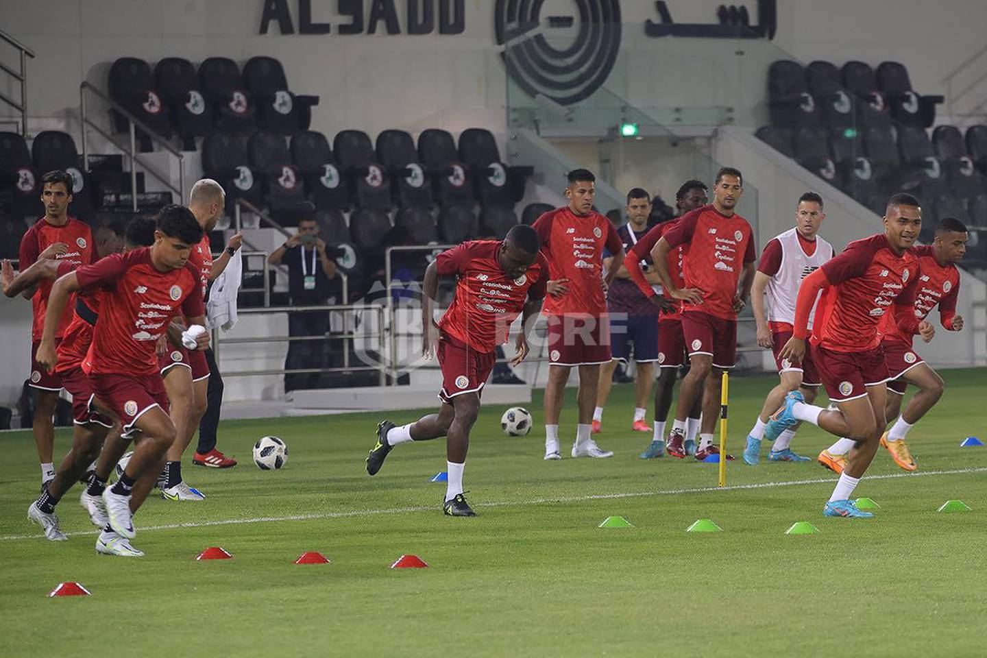 Entrenamiento de la selección nacional en Doha, Catar. Prensa Fedefútbol.