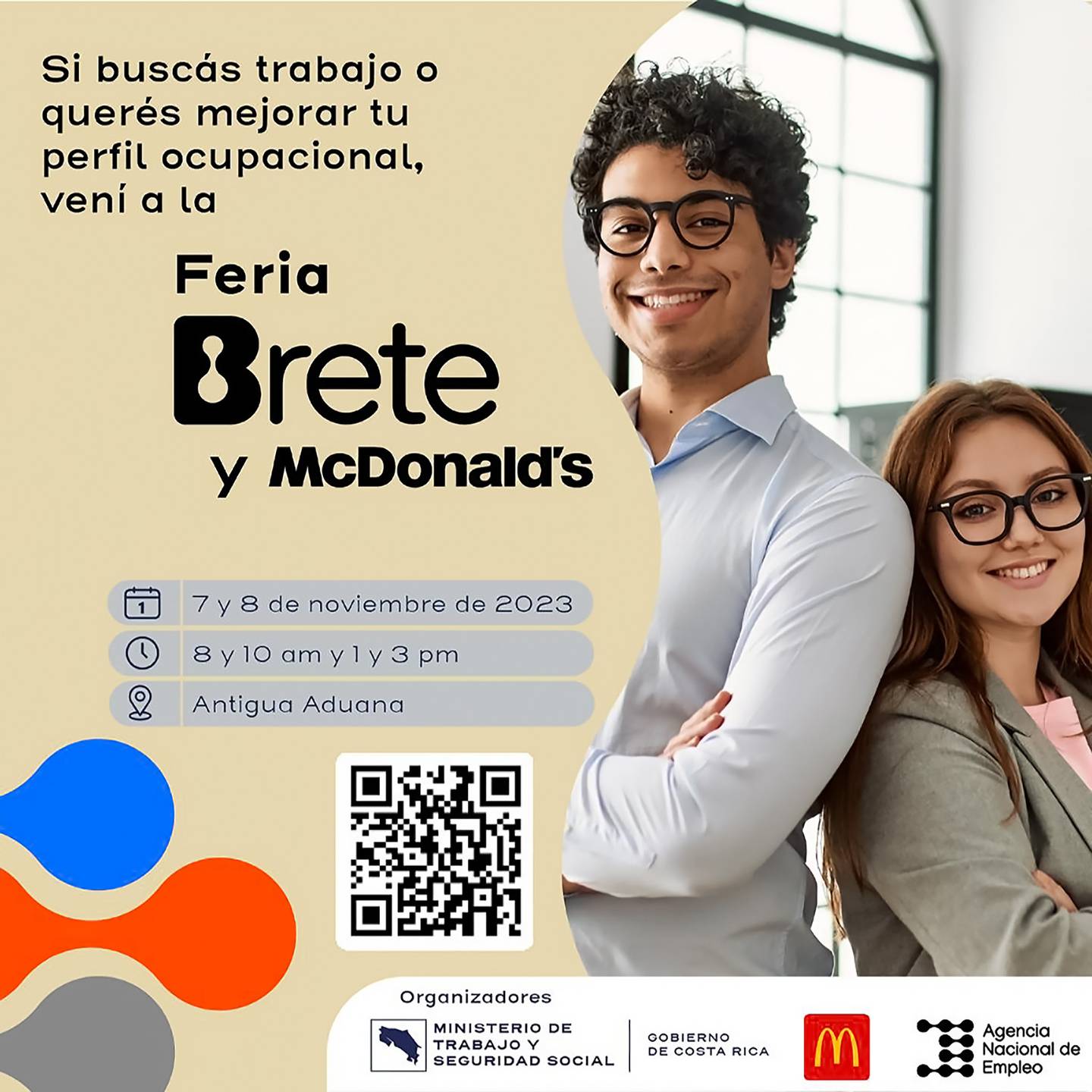 Entre el martes 7 y el miércoles 8 de noviembre se realiza virtualmente la Feria Brete GAM (Gran Área Metropolitana) que es organizada por el Ministerio de Trabajo y McDonald’s.