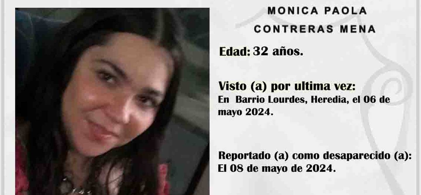 Mónica Paola Contreras Mena lleva tres días desaparecida. Foto: OIJ