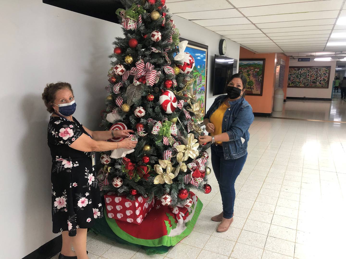El Hospital Nacional de Niños se llena de color cada navidad gracias a la creatividad e iniciativa de Elsa Castro y Lidieth Chaves, las cuales se hacen cargo de la decoración navideña del centro pediátrico de manera voluntaria.