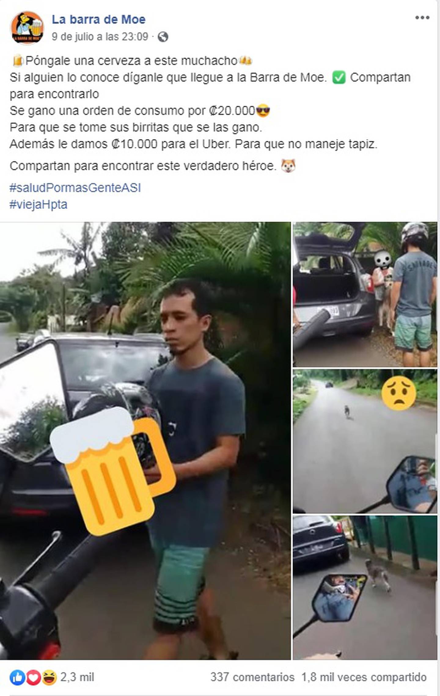Wilson Chavarría, motociclista que evitó que perro fuera abandonado en Alajuela. Foto cortesía Wilson Chavarría.