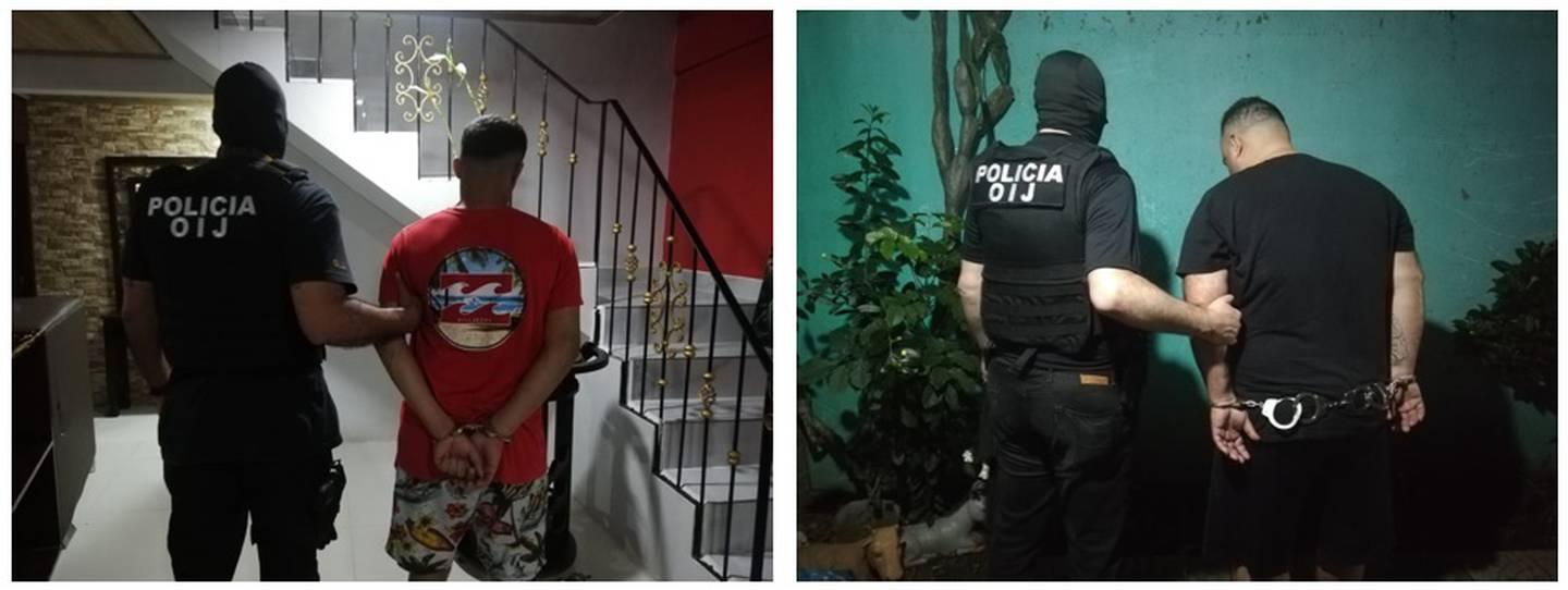 Villafuerte Guido, de 27 años, alias Pikachu y Ramos Quirós, de 40 años, conocido como El Gordo Ramos sospechosos de ordenar homicidios por celular. Foto: OIJ