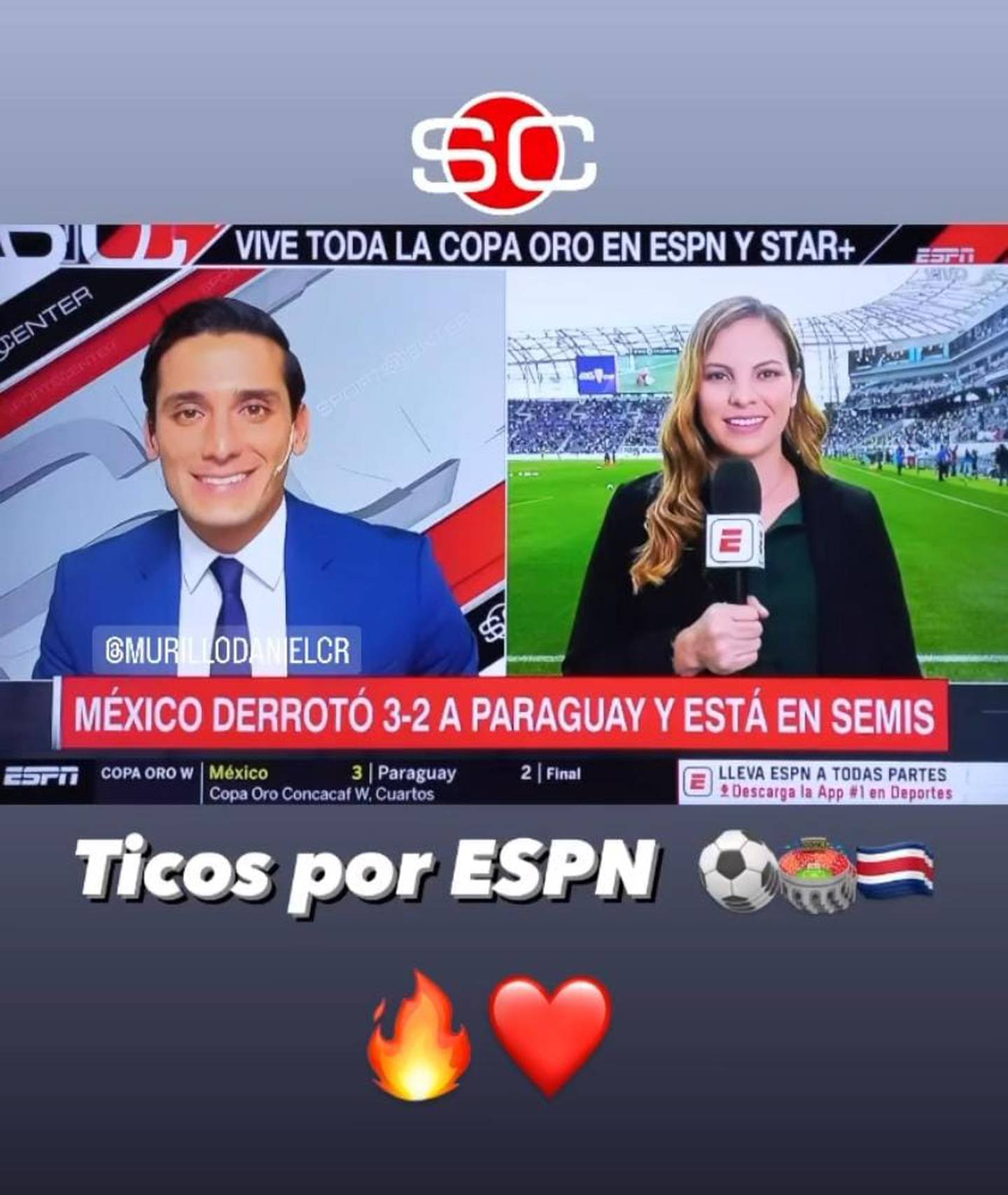 Daniel Murillo y Stephanie Chaverri en ESPN