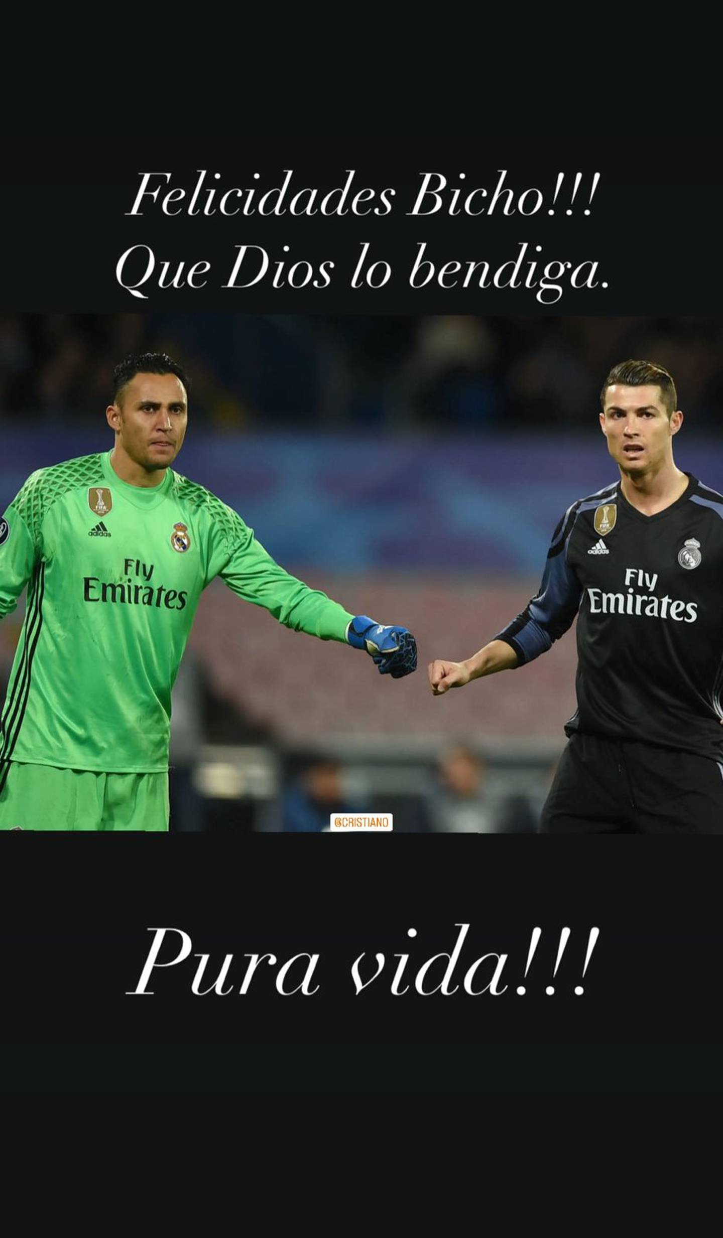 Keylor Navas mostrando que ganó un gran amigo con Cristiano Ronaldo.