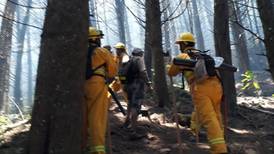 Bomberos luchan en Pico Blanco contra las llamas y el terreno empinado