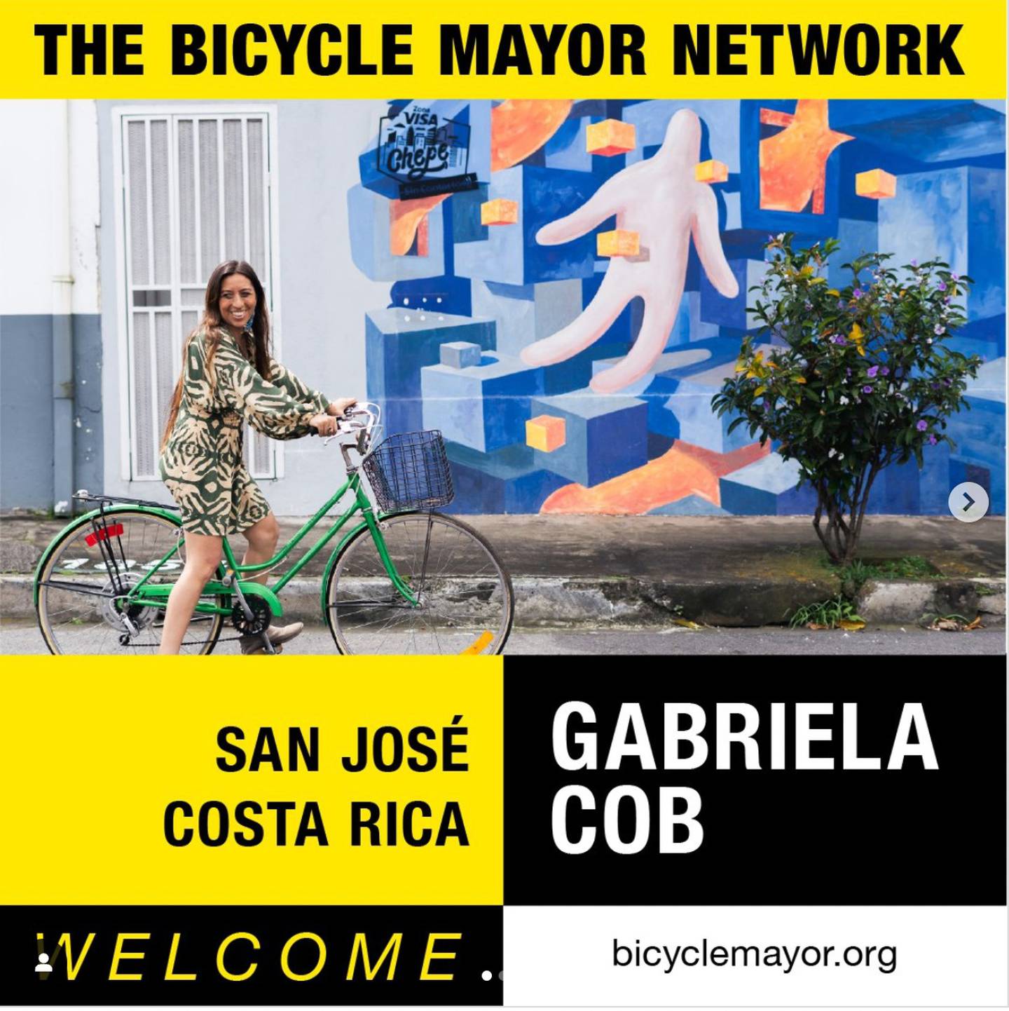 Gabriela Cob, primera Alcaldesa de la Bicicleta de San José.