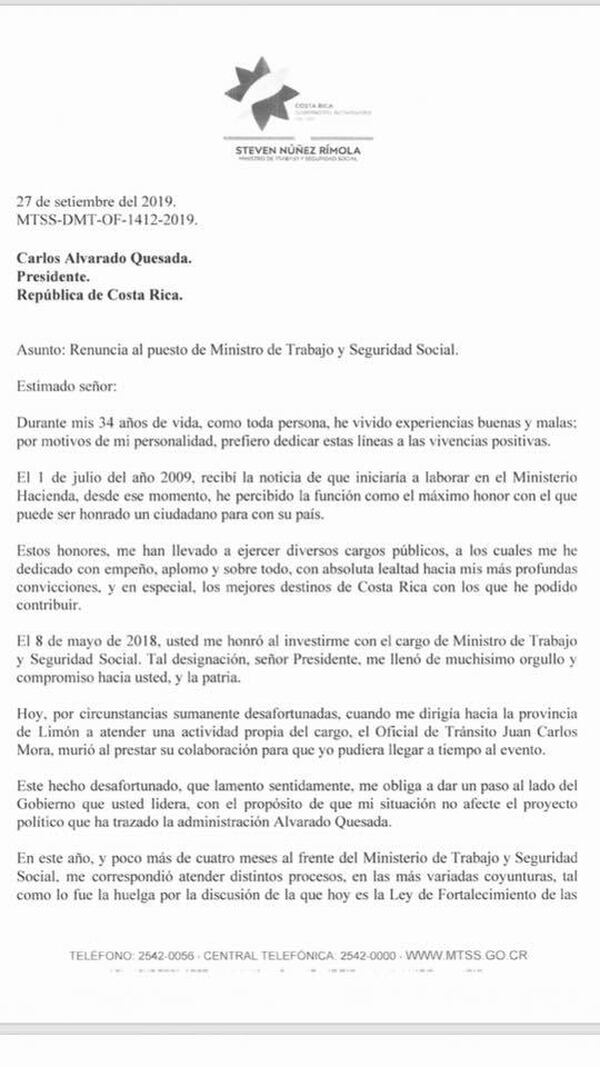 (Video) Ministro de Trabajo renuncia después de accidente 