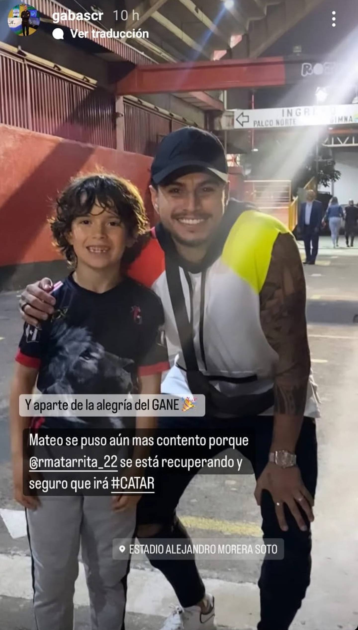 Mateo, el hijo de Pablo Gabas compartió con Rónald Matarrita. Instagram.