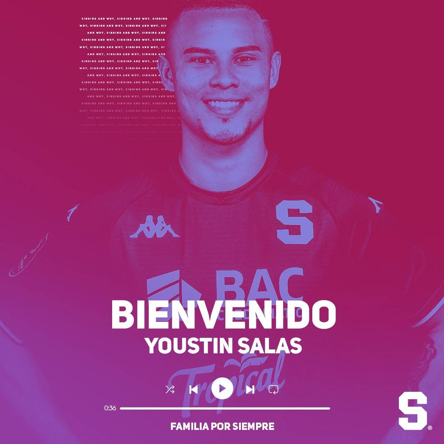 Youstin Salas llega a Saprissa hasta el 2025. Prensa Saprissa.