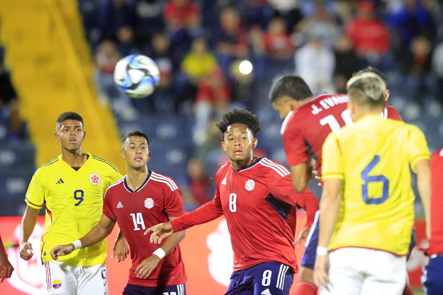 17/10/2023   Estadio Fello Meza, Cartago. La Selección Nacional Sub-23 enfrentó este martes por la tarde a su similar de Colombia, en el segundo encuentro de fogueo entre ambas selecciones en suelo tico.