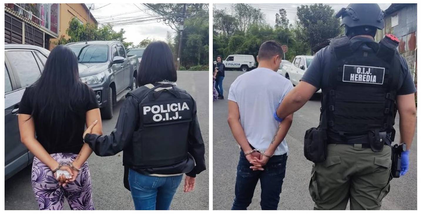 La pareja fue detenida en Tres Ríos de La Unión. Foto OIJ.