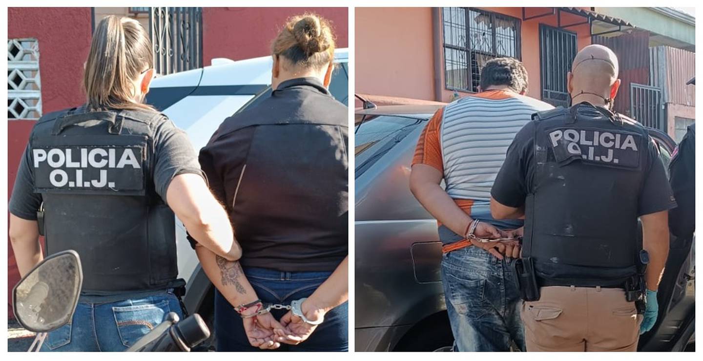 El OIJ detuvo a la pareja tras allanar una casa en el distrito Catedral, en San José. Foto OIJ.