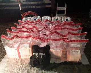 Decomisan 432 paquetes de cocaína en Nandayure. Foto OIJ.