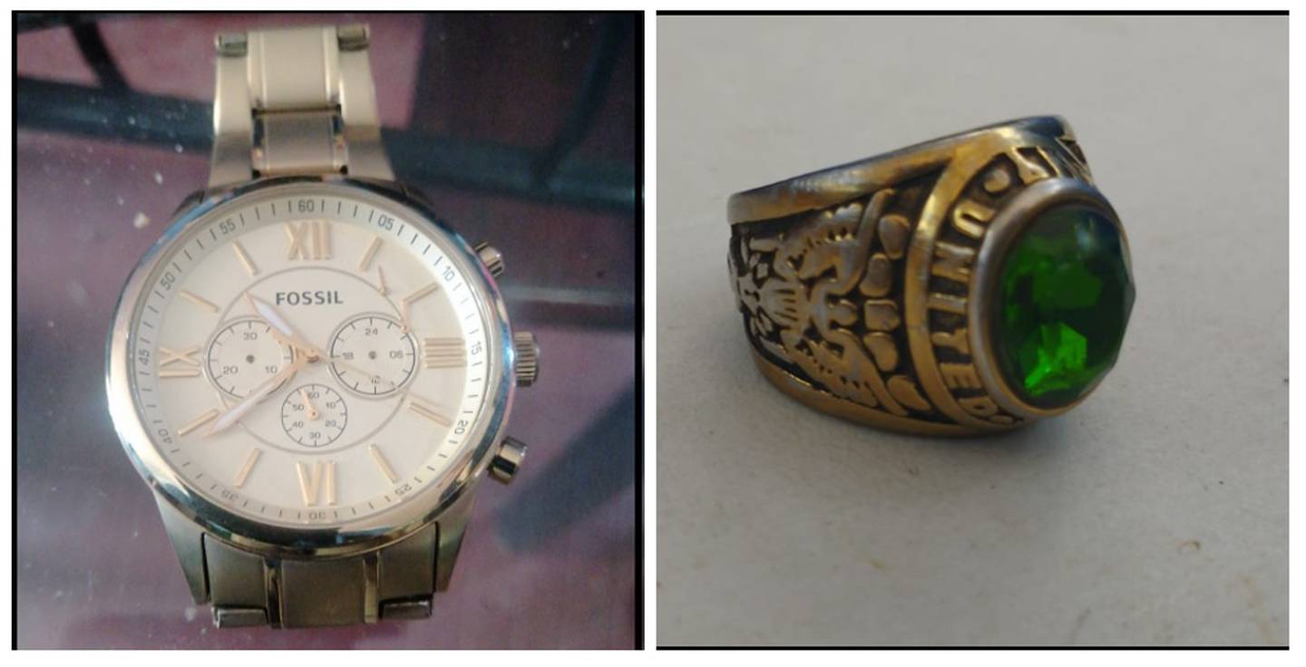 EL reloj y el anillo fueron encontrados durante un allanamiento. Foto OIJ.
