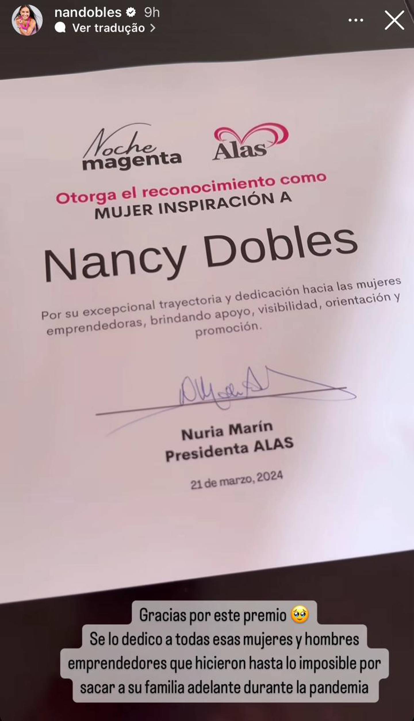 Nancy Dobles
Asociación Alas
Teletica
canal 7