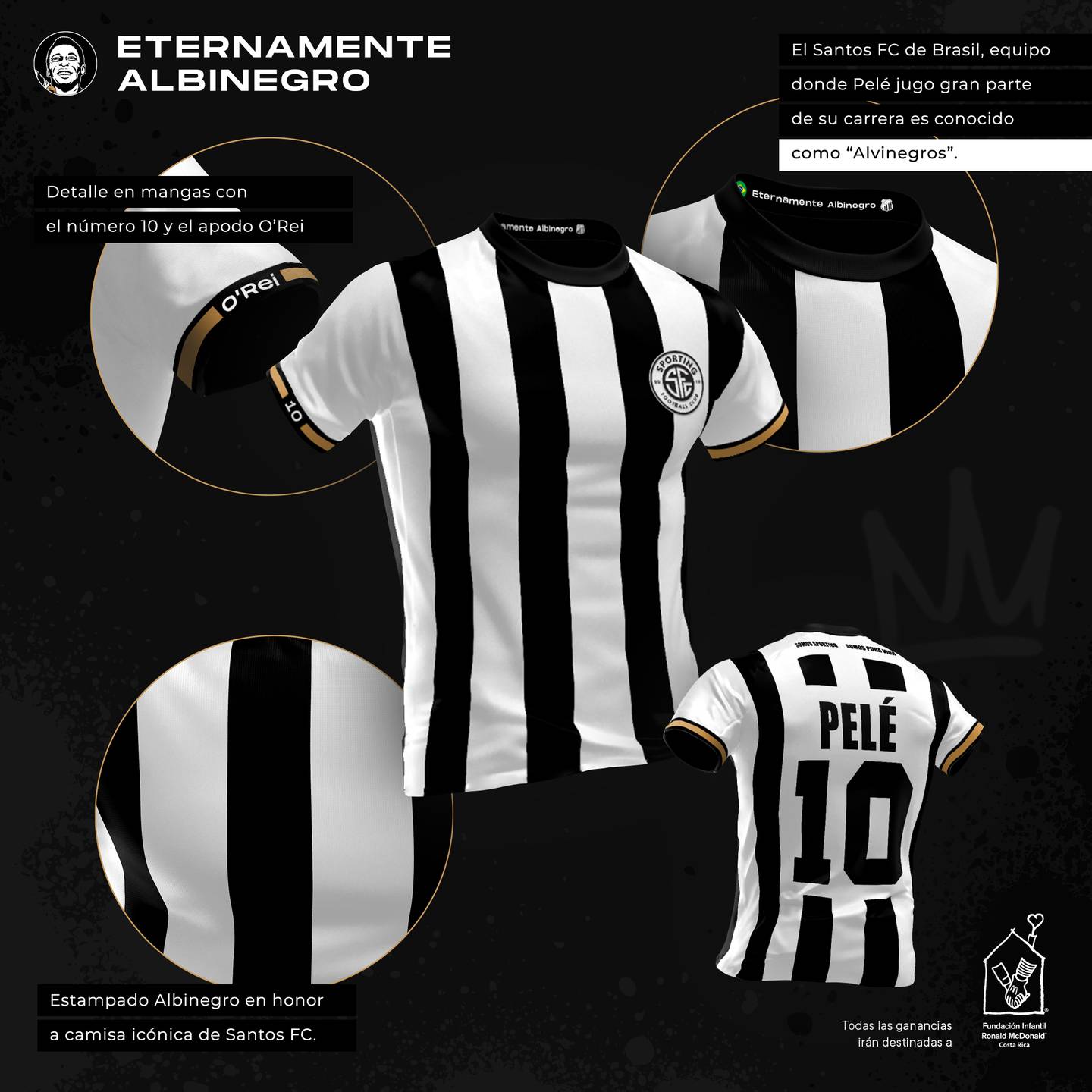 Sporting presentó su tercer uniforme inspirado en Pelé. Prensa SFC.