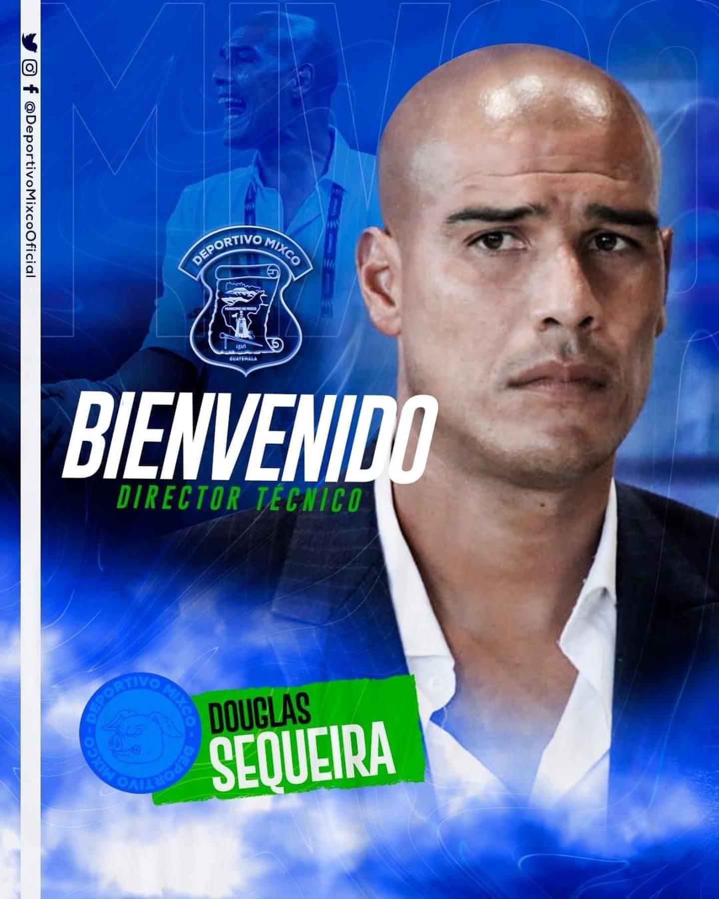 Douglas Sequeira es el nuevo entrenador del Deportivo Mixco de Guatemala. Twitter.