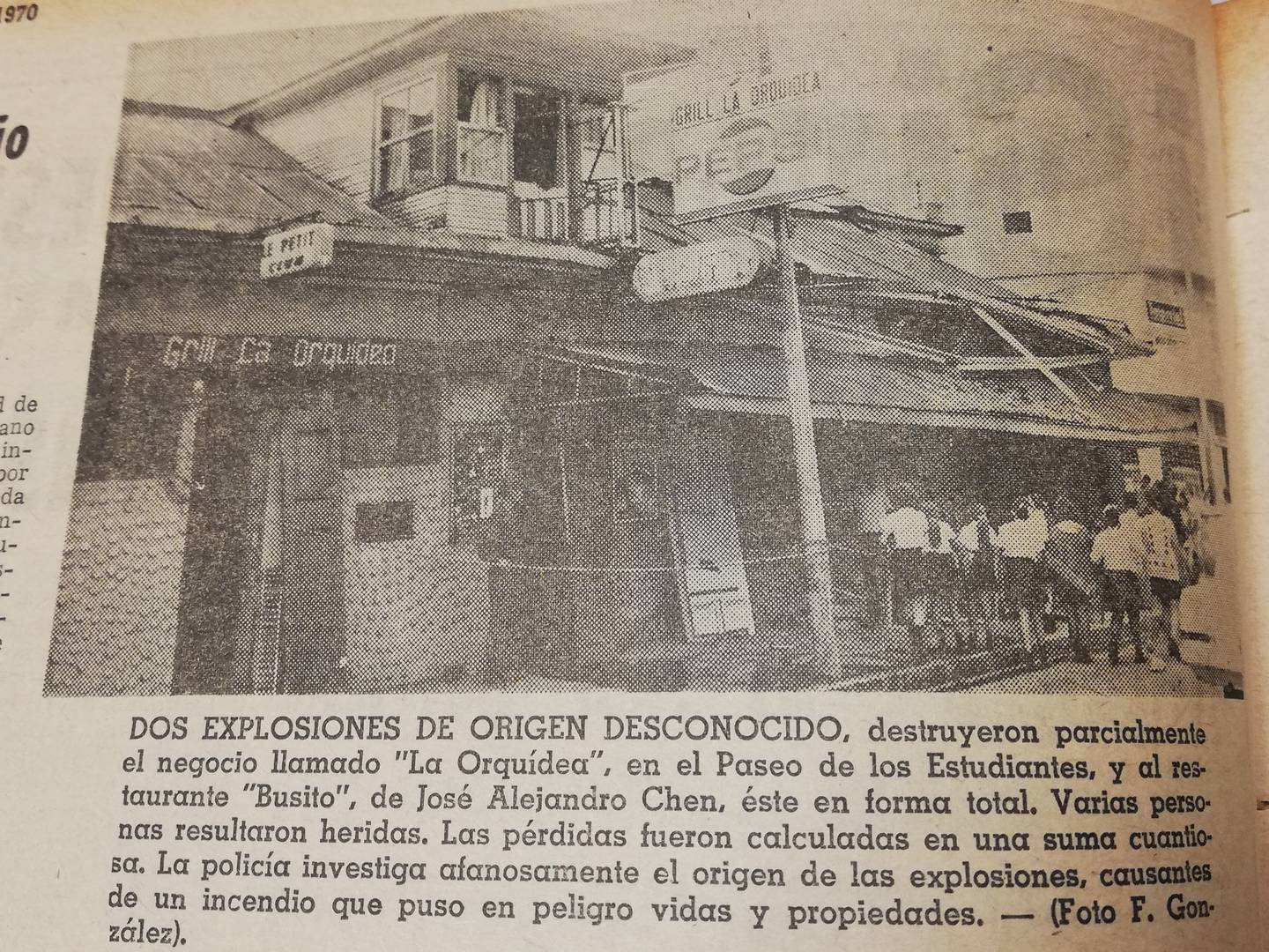 El 12 de octubre de 1970, Costa Rica vivió lo que se considera como la primera explosión, registrada por los medios de comunicación, de cilindros de gas, Jorge Alberto Cordero Chinchilla tenía 14 años y fue uno de los afectados.