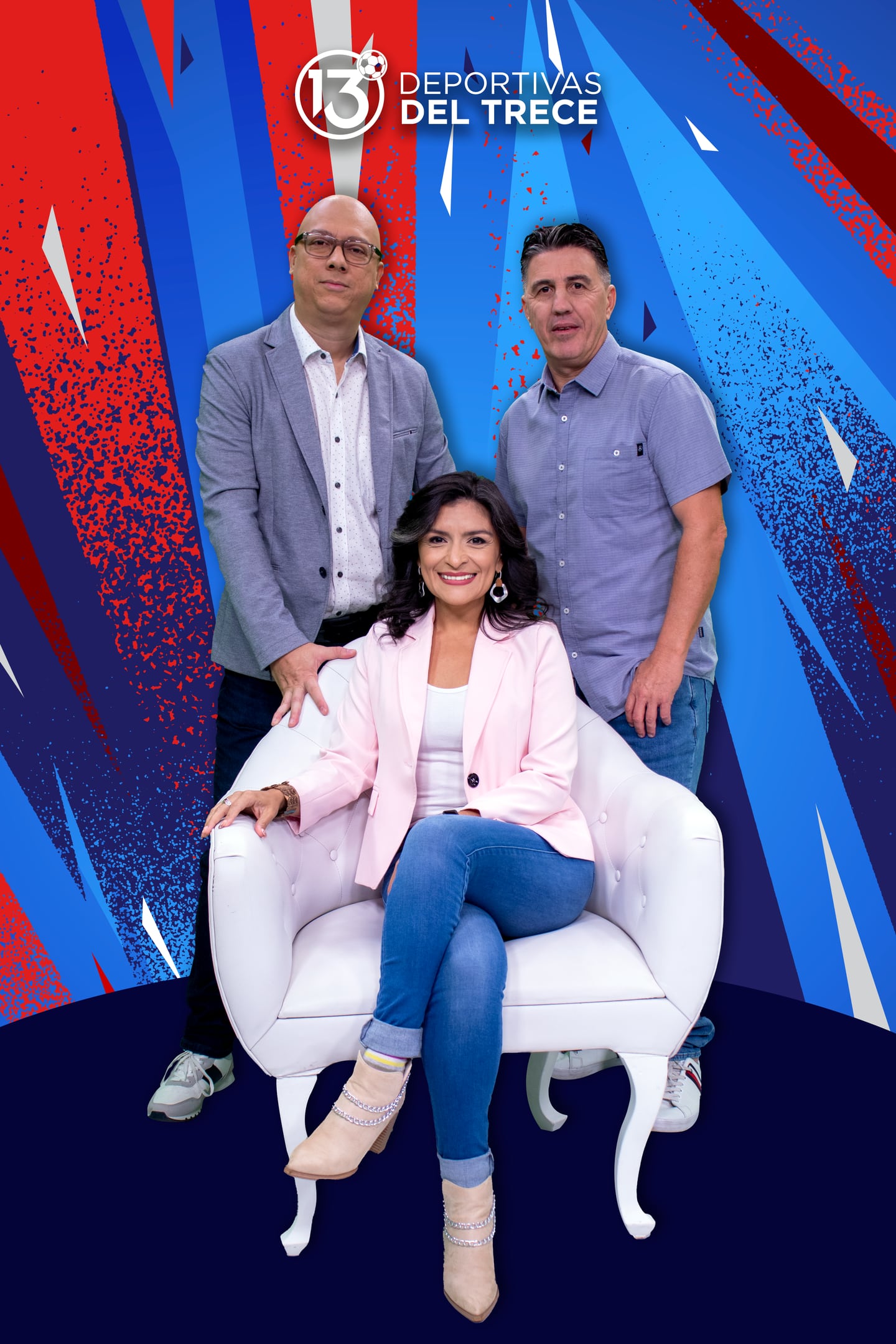Gerardo Coto, Alejandra Marín y Pablo Izaguirre son los presentadores de Deportivas del 13. Prensa Sinart.