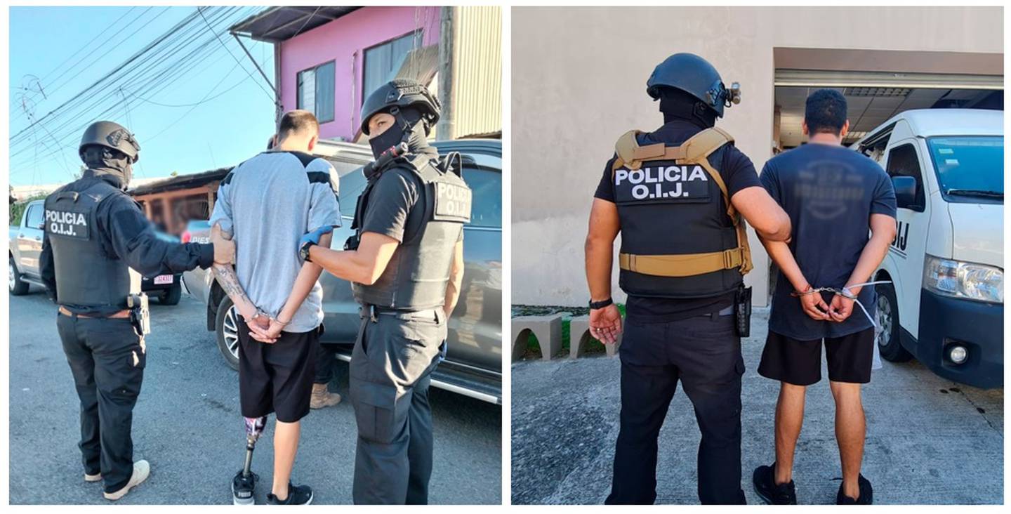 Ambos sospechosos fueron detenidos en el sector de Los Almendros, en Barranca. Foto OIJ.