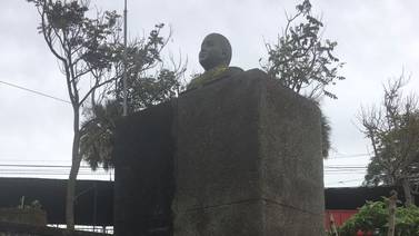 Estatua de Billo Zeledón quedó libre de cables que la 'ahorcaban'