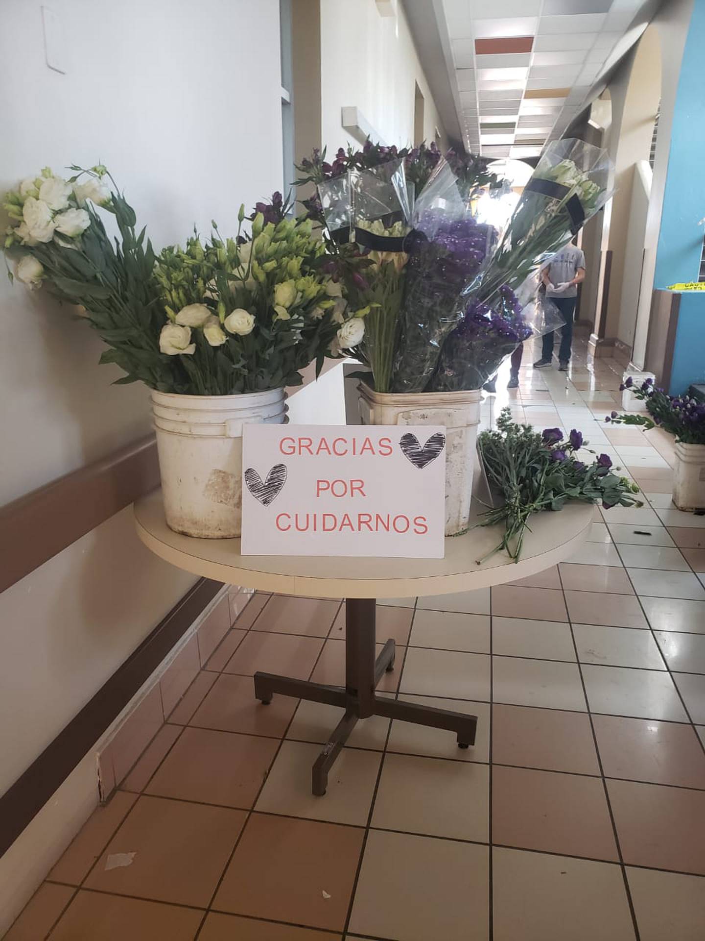 Fernando Alfaro, es un muchachillo de quinto año de colegio, bien lleno de amor, quien tomó la decisión de irse al Hospital San Juan de Dios y regalarle flores a los trabajadores de la Salud.
