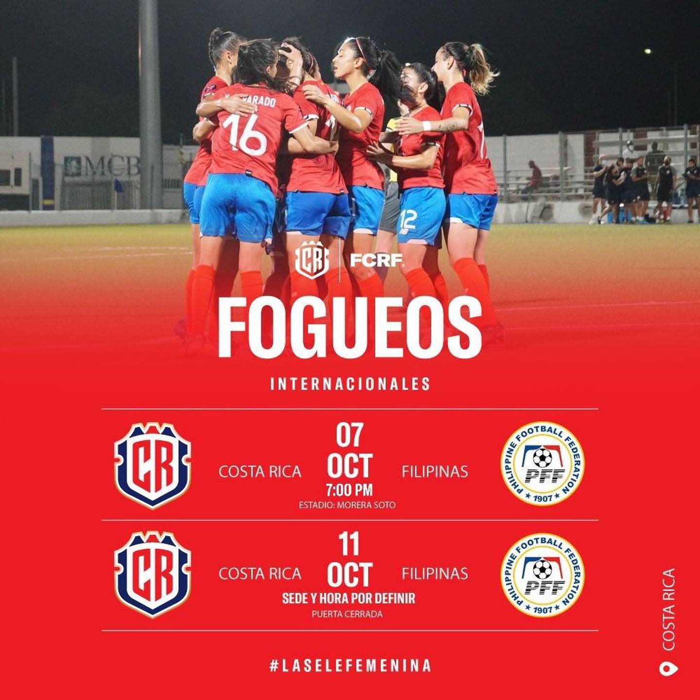 Calendario de la Selección Mayor Femenina para el mes de octubre. Prensa Fedefútbol.