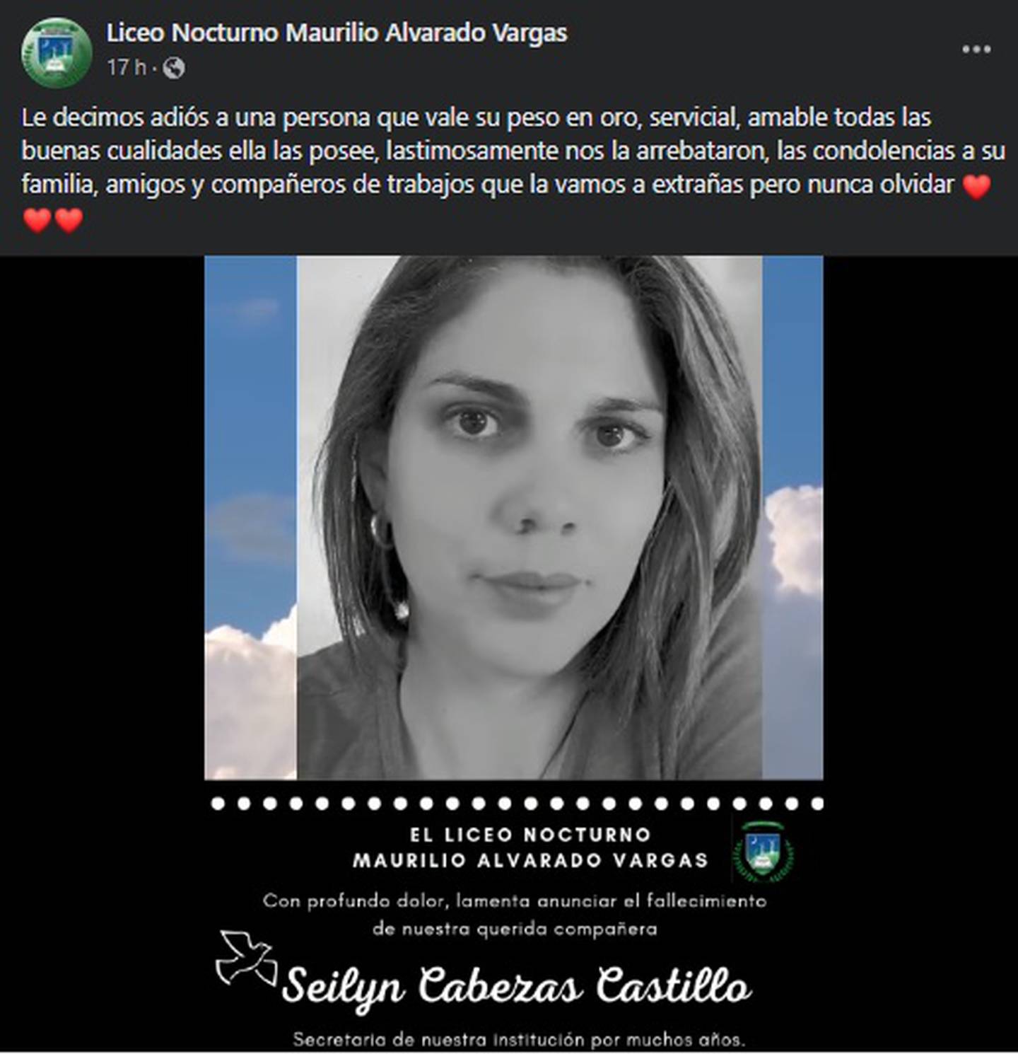 Seylin Cabezas, mujer asesinada por su esposo en Tilarán. Foto