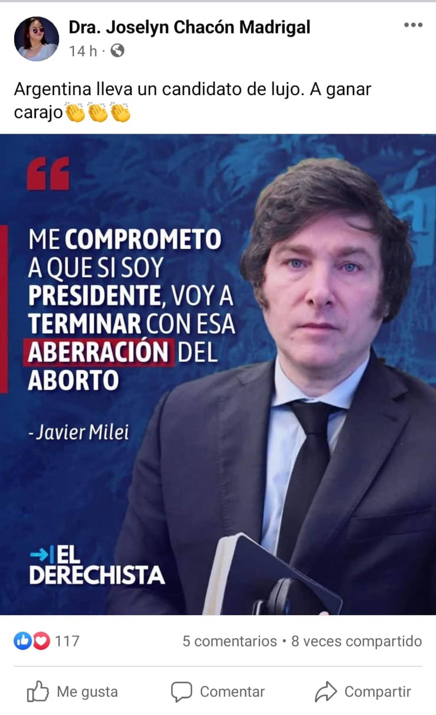 Joselyn Chacón ahora admira a un político argentino: Javier Milei