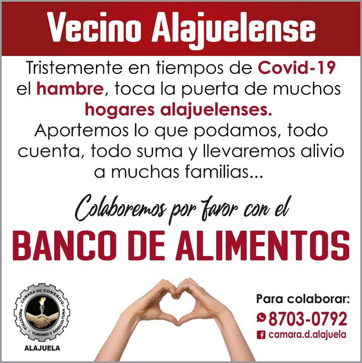 Alajuela organiza un banco de alimentos para familias afectadas por la pandemia