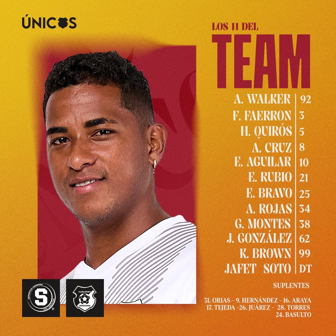 Alineación Saprissa Herediano, final de vuelta segunda fase