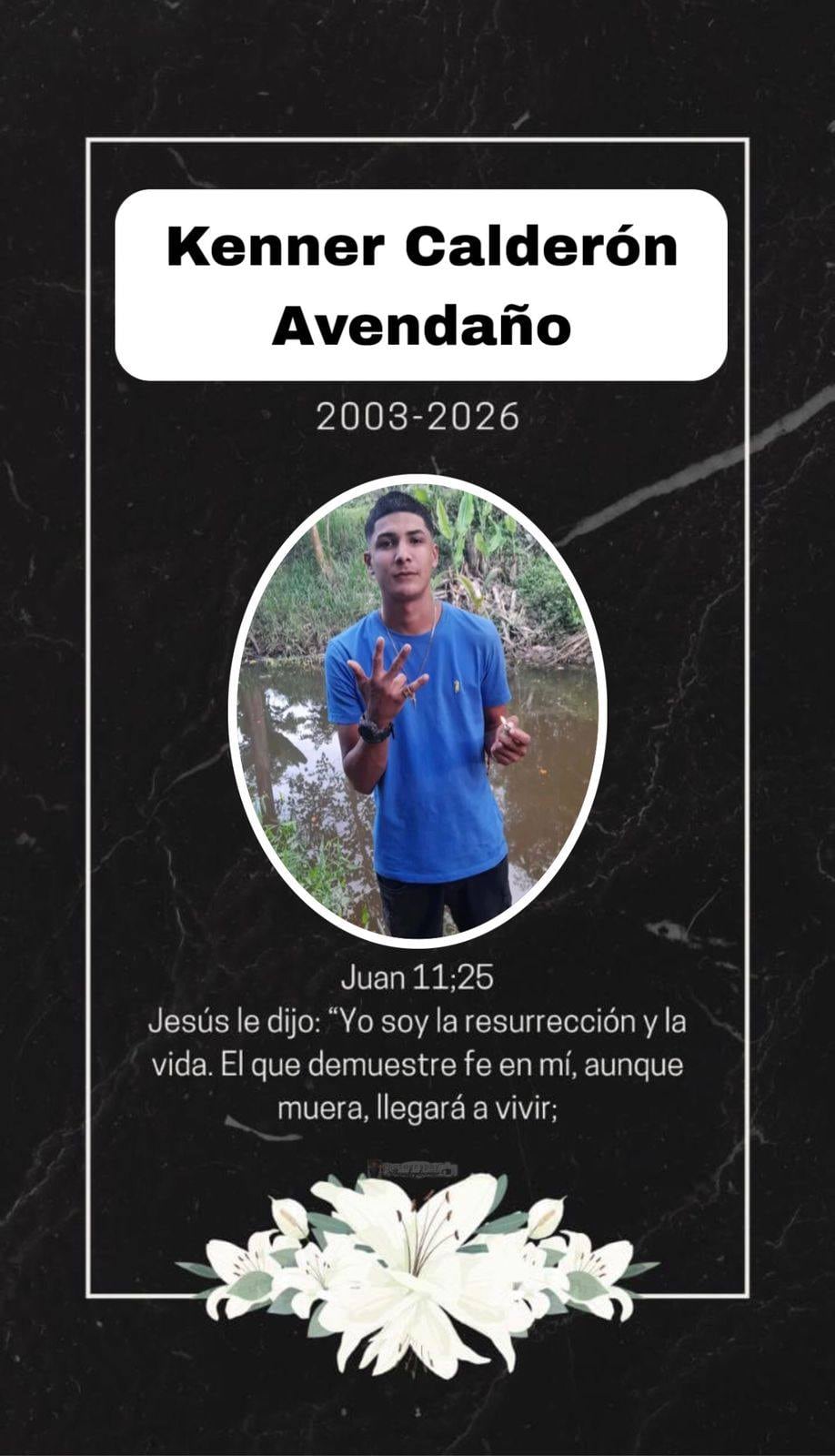 Kener Calderón estaba desaparecido desde el sábado 21 de febrero. Foto Facebook.