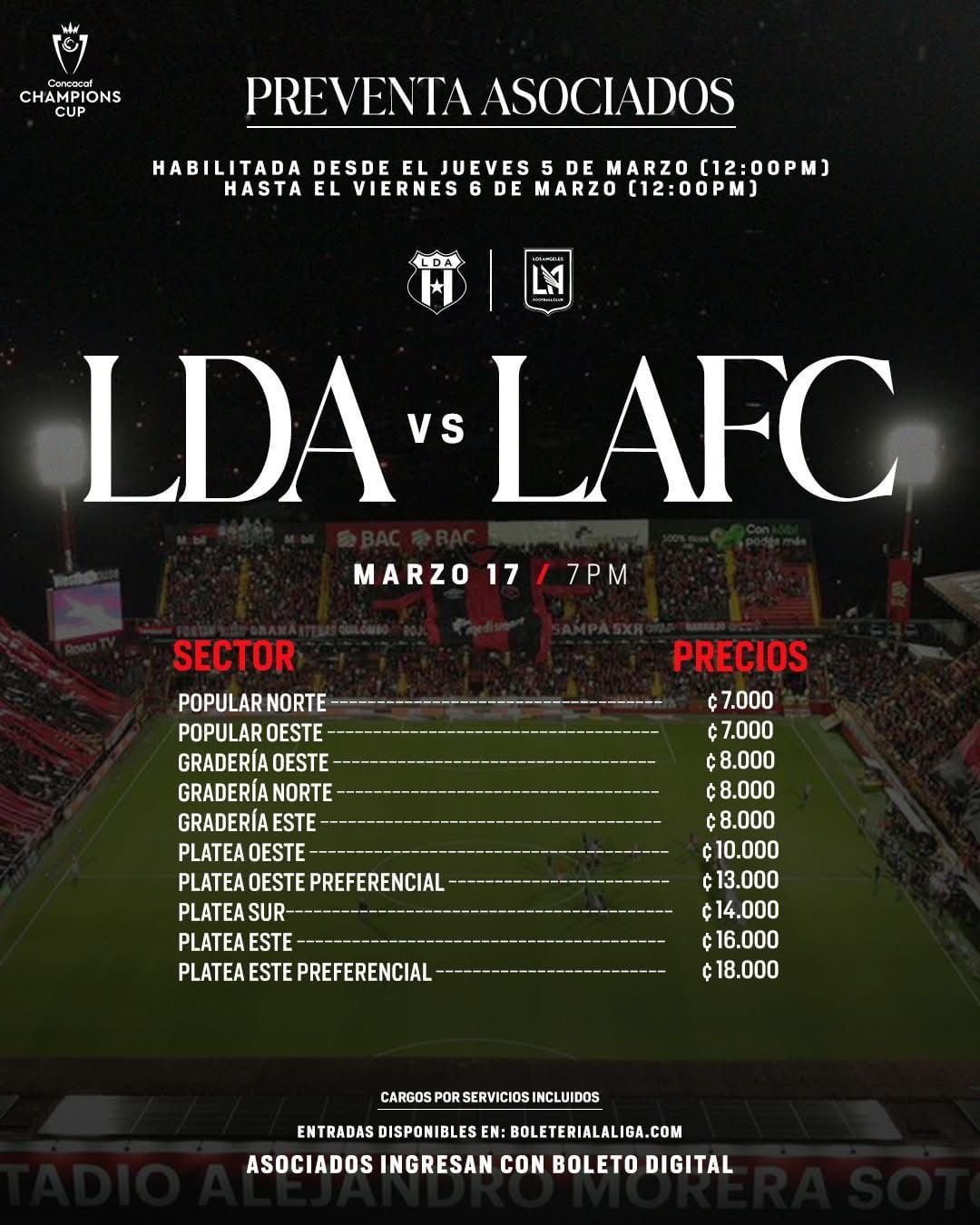 Alajuelense sacó a la venta los boletos para el juego ante LAFC