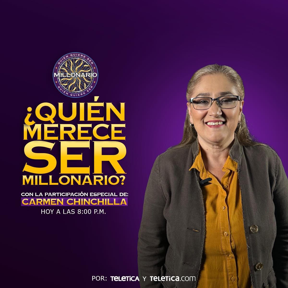 La actriz Carmen Chinchilla afirmó sentirse feliz luego de su benéfica participación en el programa de canal 7, ¿Quién quiere ser millonario?, este martes.