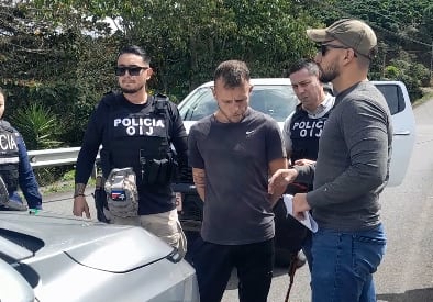 Detienen a hombre que amenó al ministro de Justicia, Gabriel Aguilar, en San Marcos de Tarrazú, San José. Foto: Para La Teja