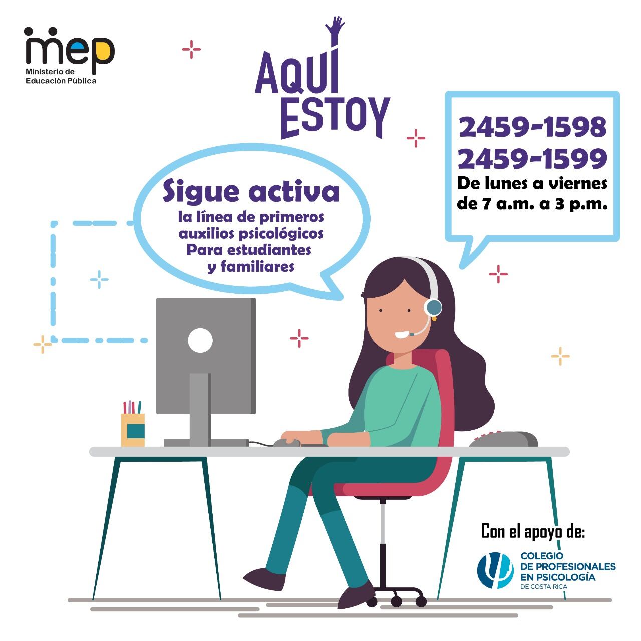 Durante el 2022, la línea “Aquí Estoy” atendió 1.192 llamadas de primeros auxilios psicológicos y apoyos emocionales de estudiantes y sus familias, confirmó el ministerio de Educación Pública (MEP)