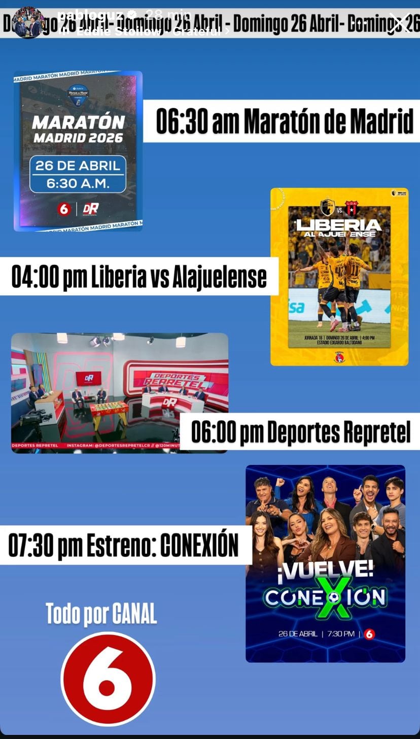 Repretel estará muy cargado de deporte este domingo.