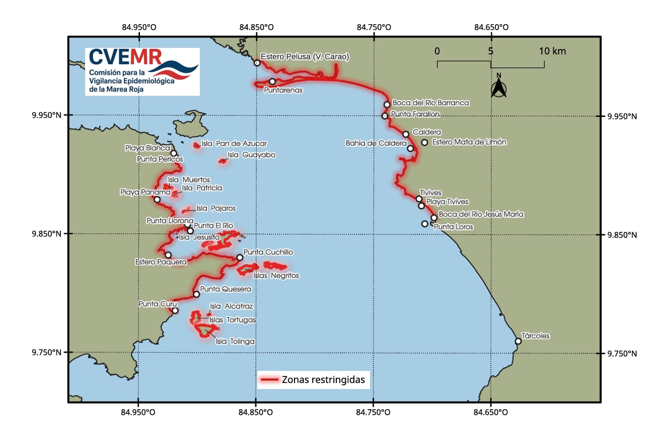 Autoridades alertan sobre presencia de marea roja en distintas zonas del pacífico.