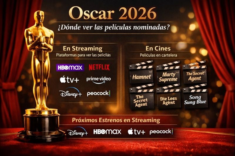 Las películas nominadas al Oscar 2026 ya pueden verse en streaming y cines.
