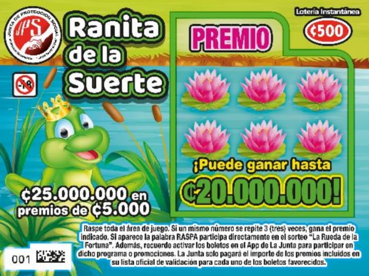 La JPS lanzó la raspadita "Ranita de la Suerte" para aquellas personas que quieren probar su suerte para ver si resultan millonarias.